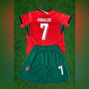 Large Youth Ronaldo Size 28 Soccer Jersey Set NWT - Portugal Jersey + Shorts